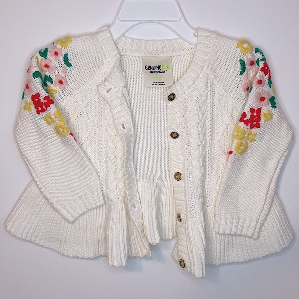 Genuinekids Oshkosh floral knit spring sweater 12m